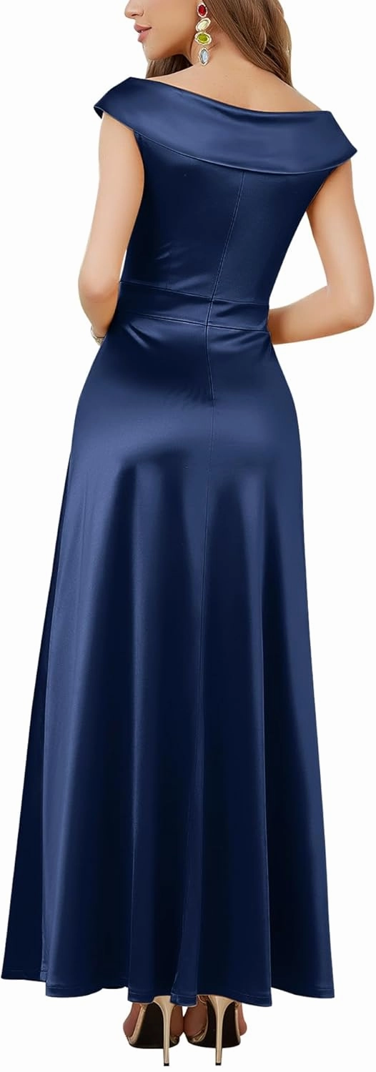 MUXXN Women's Vintage 50s Peter Pan V Neck Wedding Prom Party Floor Length Dress