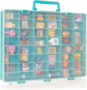 MYMOON HOME Plastic Toy Storage Case Compatible with Mini Brands Collector Toys, Shopkins, Real Littles, and LOL Surprise Series 1, 2, 3, 4, Collectible Compartments for Miniatures (Teal)