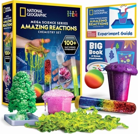 NATIONAL GEOGRAPHIC Amazing Chemistry Set - Chemistry Kit with 100  Science Experiments Including Crystal Growing and Reactions, Science Kit for Kids, STEM Gift for Boys and Girls (Amazon Exclusive)