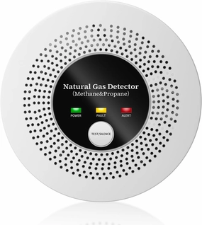 Natural Gas Detector Alarm - 10s Methane/Propane Leak Alert CH4 Gas with 85dB Siren & LED Flash, Battery-Powered Gas Monitor for Home Kitchen RV Safety (3 Battery Included)