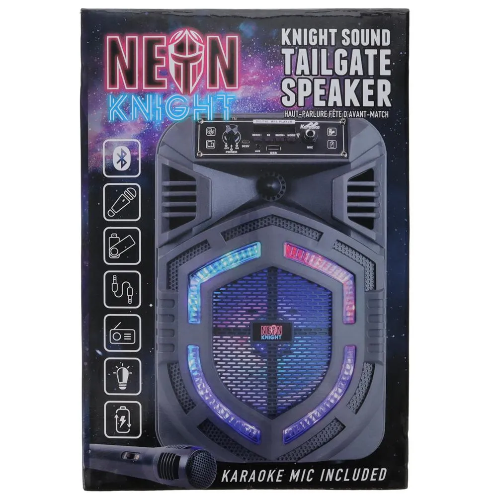 Neon Knight 8 inch Tailgate Bluetooth Speaker with Microphone NKTG - Portable Speaker for Karaoke Fun and Music Entertainment