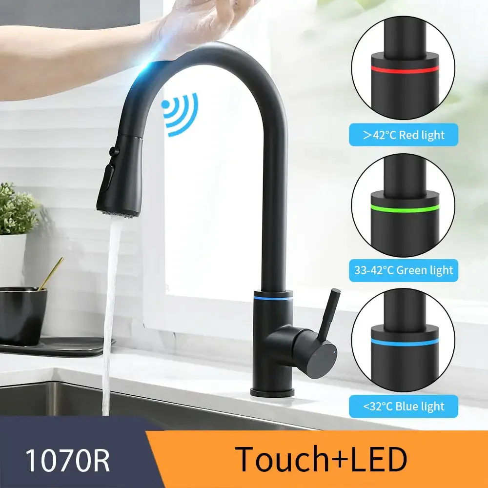 Never Touch The Faucet Again With Dirty Hands. Kitchen Smart Touch Faucet Will Turn On and Off