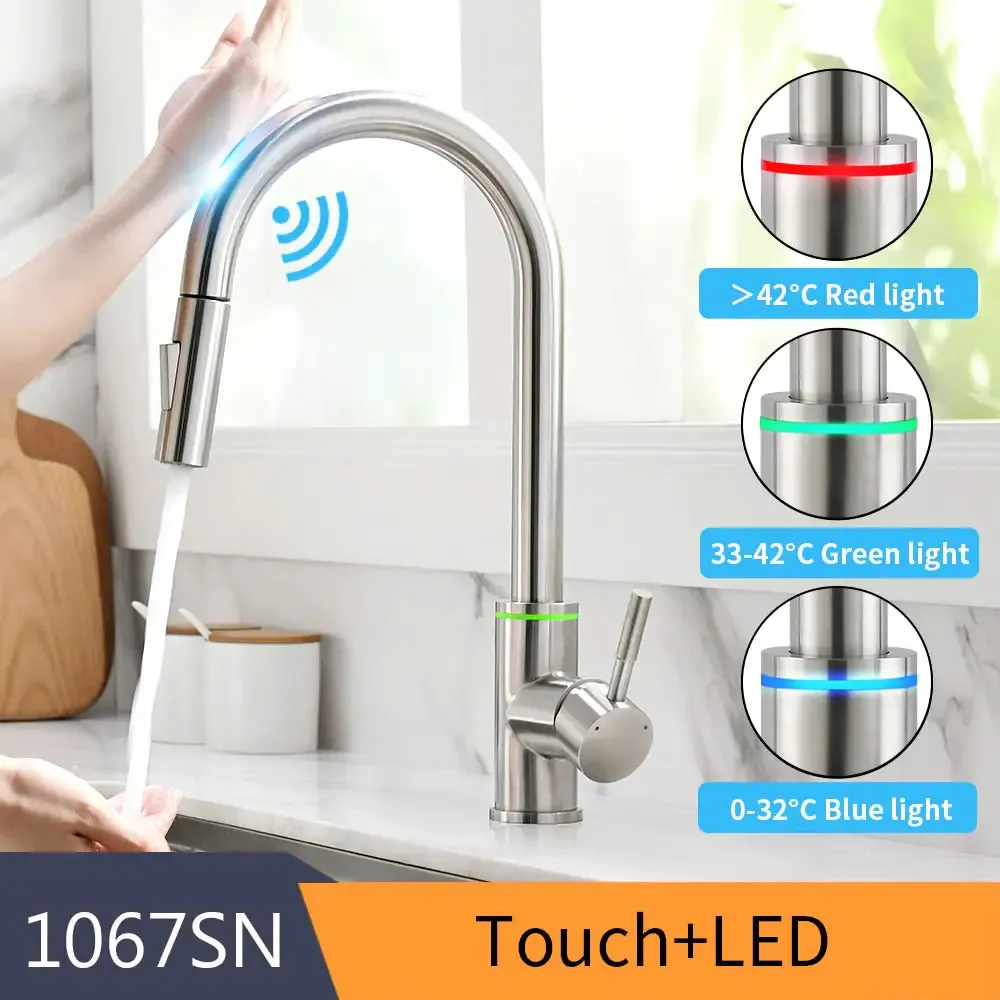 Never Touch The Faucet Again With Dirty Hands. Kitchen Smart Touch Faucet Will Turn On and Off