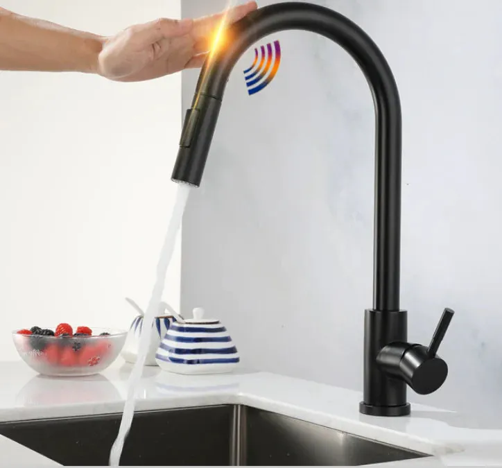 Never Touch The Faucet Again With Dirty Hands. Kitchen Smart Touch Faucet Will Turn On and Off