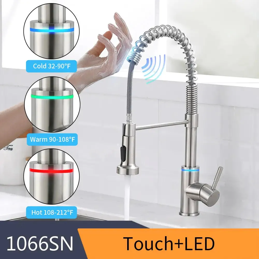 Never Touch The Faucet Again With Dirty Hands. Kitchen Smart Touch Faucet Will Turn On and Off