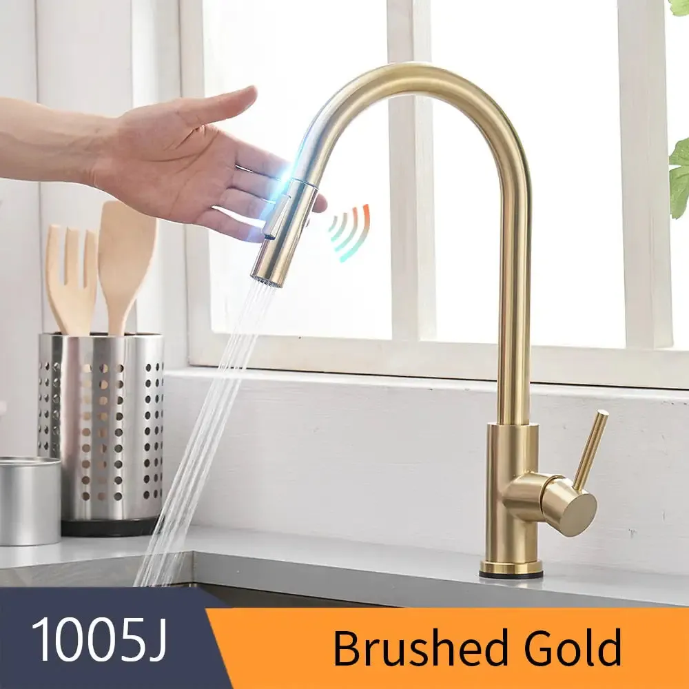 Never Touch The Faucet Again With Dirty Hands. Kitchen Smart Touch Faucet Will Turn On and Off
