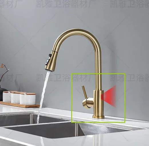 Never Touch The Faucet Again With Dirty Hands. Kitchen Smart Touch Faucet Will Turn On and Off