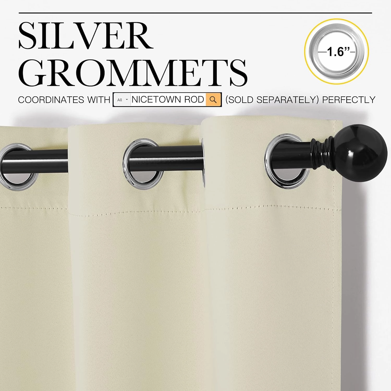 NICETOWN Kitchen Curtains for Decoration, Thermal Insulated Grommet Room Darkening Draperies/Panels for Laundry (Beige, 2 Panels, W42 x L63 inches)