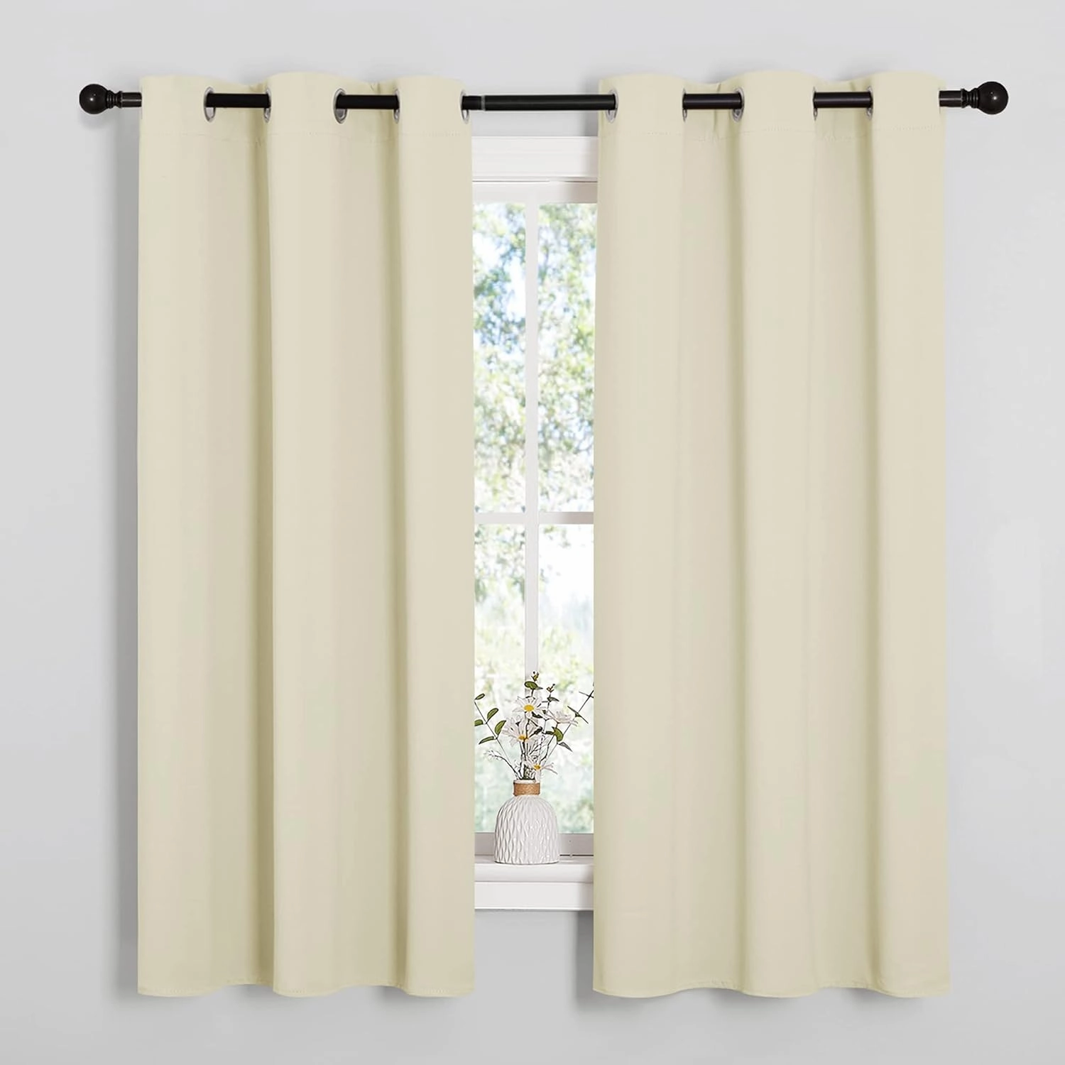 NICETOWN Kitchen Curtains for Decoration, Thermal Insulated Grommet Room Darkening Draperies/Panels for Laundry (Beige, 2 Panels, W42 x L63 inches)