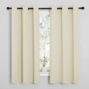 NICETOWN Kitchen Curtains for Decoration, Thermal Insulated Grommet Room Darkening Draperies/Panels for Laundry (Beige, 2 Panels, W42 x L63 inches)