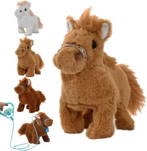 Nicoo - My Realistic Robot Pony, Interactive Robotic Pony That Walks, Barks, and Wags Its Tail, Pet Doll Home Decor, Gift for Kids (Coffee)