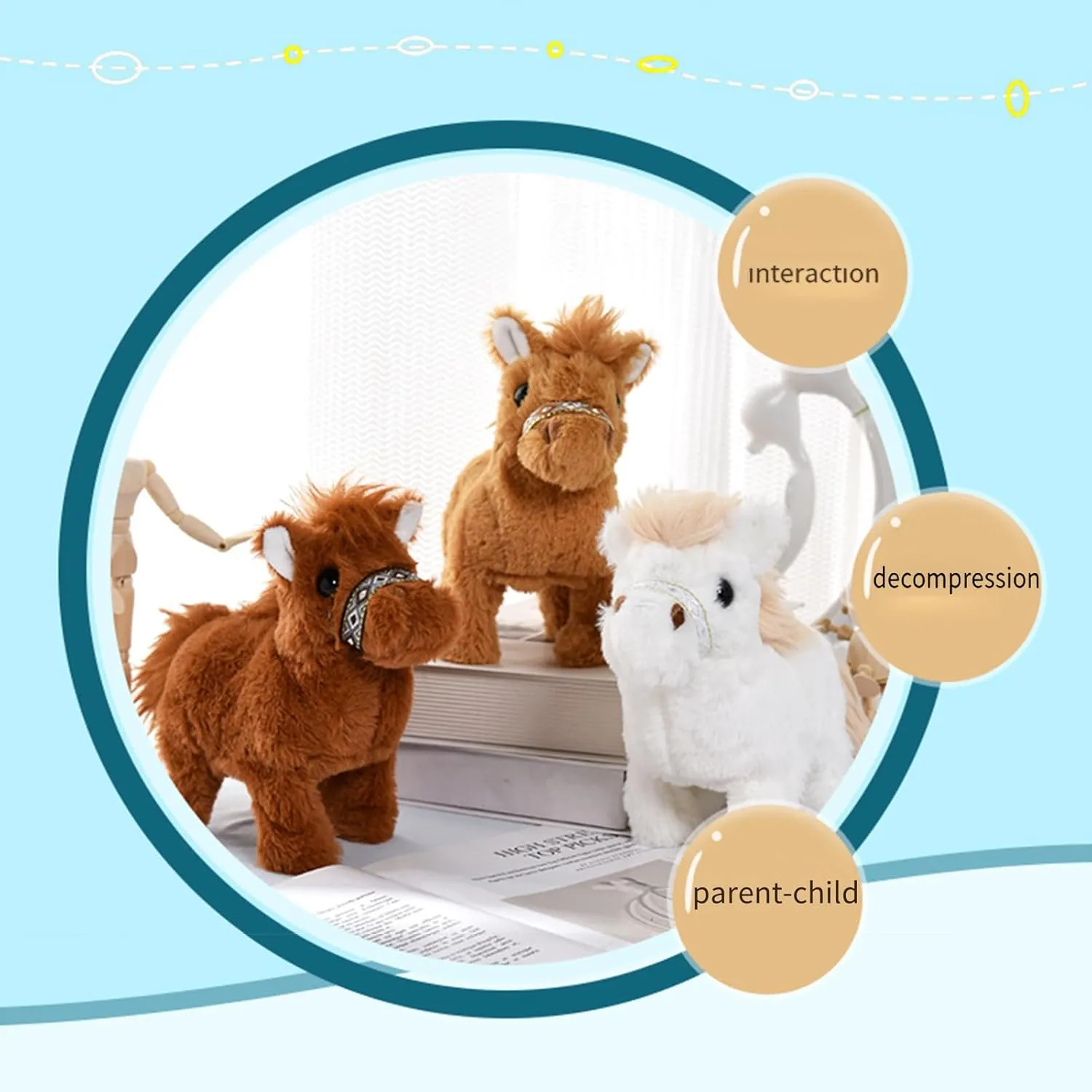 Nicoo - My Realistic Robot Pony, Interactive Robotic Pony That Walks, Barks, and Wags Its Tail, Pet Doll Home Decor, Gift for Kids (Coffee)