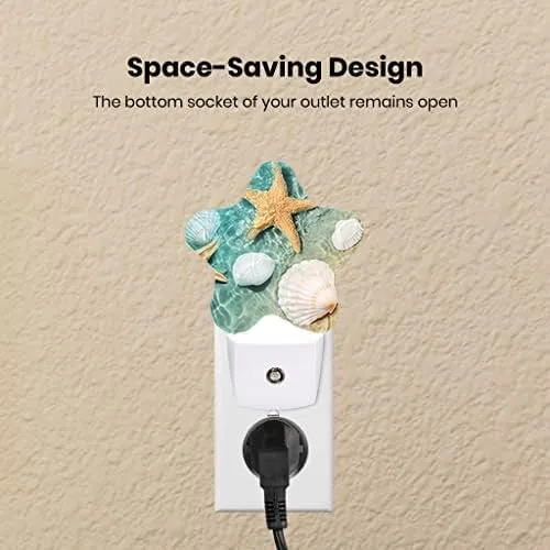 Night Light Plug-in into Wall Dusk to Dawn Smart Sensor White Led Nightlight for Bedroom Bathroom Kitchen Hallway Stairs Energy Efficient Decor Desk Lamp Beach Decor