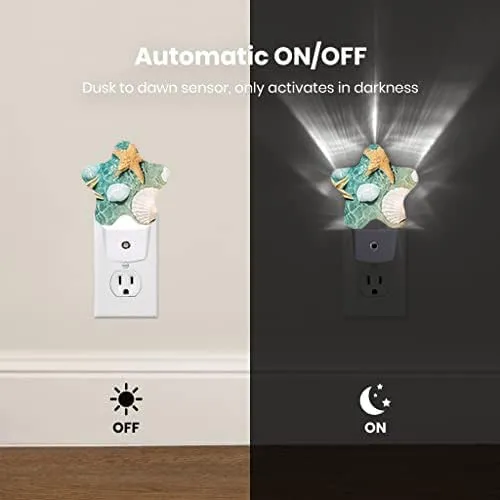 Night Light Plug-in into Wall Dusk to Dawn Smart Sensor White Led Nightlight for Bedroom Bathroom Kitchen Hallway Stairs Energy Efficient Decor Desk Lamp Beach Decor