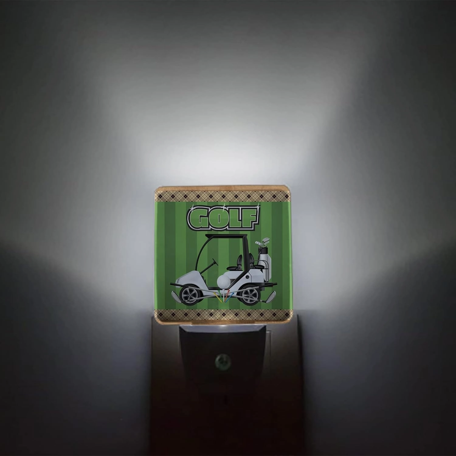 Night Light Plug in LED Night Lamp Automatic Sensor Kids Night Lights Plug into Wall, Ball Sports Theme Cartoon Golf Cart Green Stripe Texture Night-Lights for Bedroom Bathroom Kitchen Hallway Decor