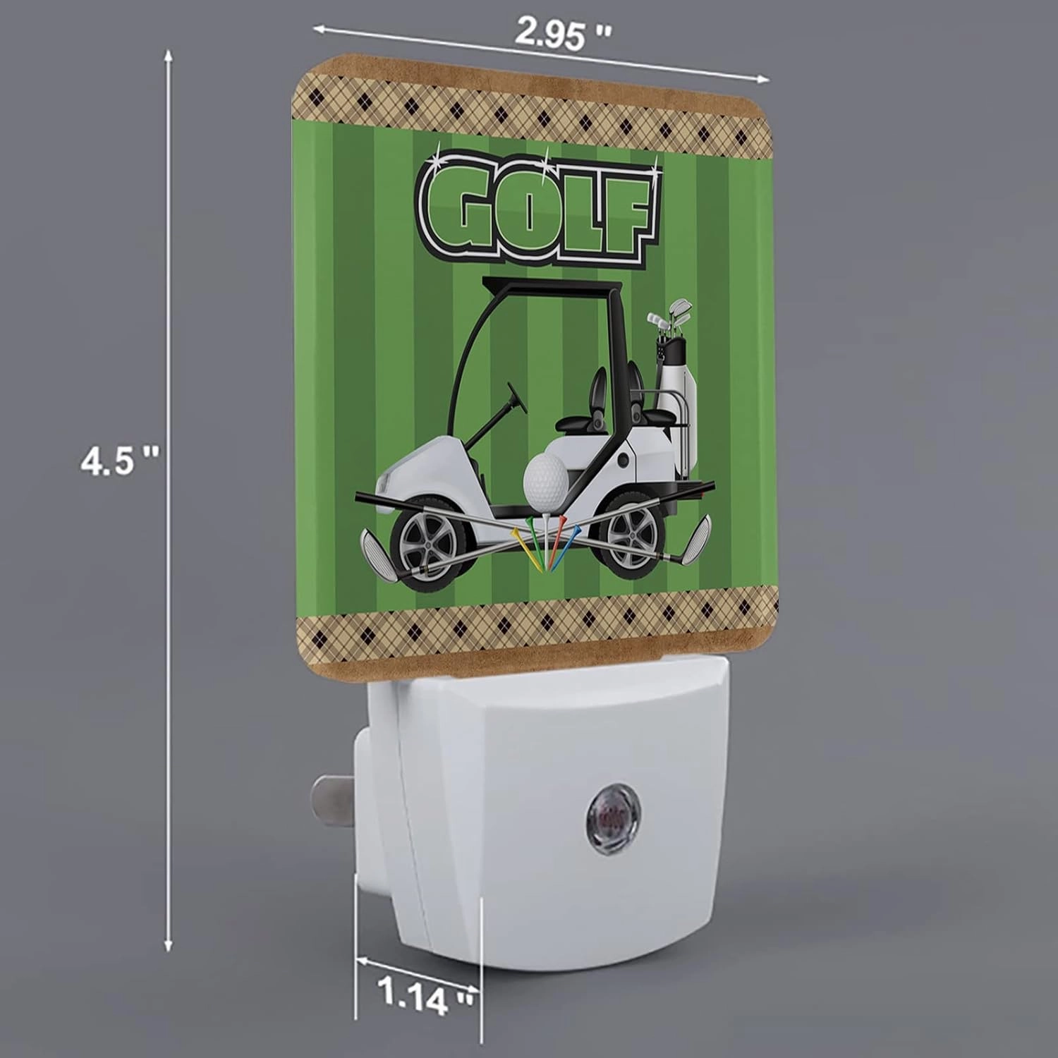 Night Light Plug in LED Night Lamp Automatic Sensor Kids Night Lights Plug into Wall, Ball Sports Theme Cartoon Golf Cart Green Stripe Texture Night-Lights for Bedroom Bathroom Kitchen Hallway Decor