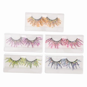 NOLITOY Luminous Fake Lashes 25mm Colorful Glitter 3d Lash Extensions 5 Styles Set