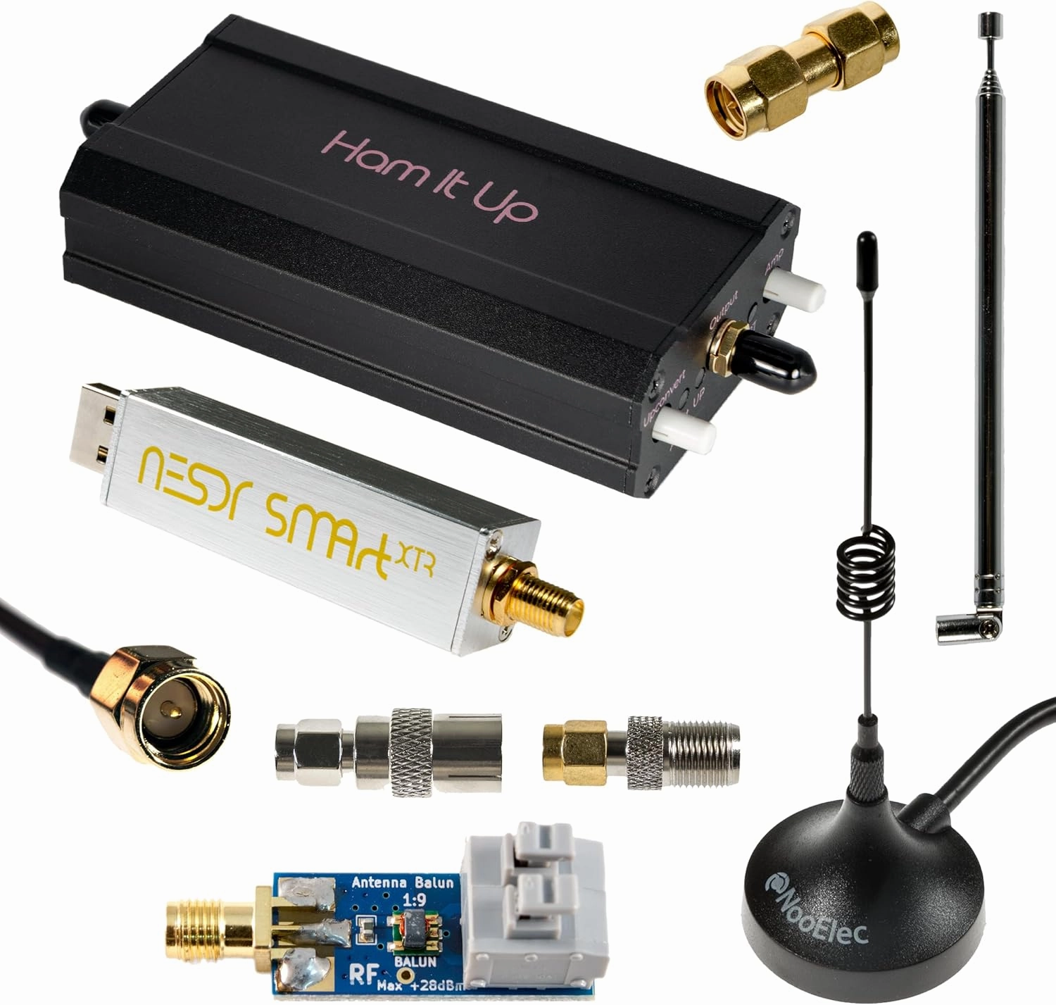 Nooelec NESDR Smart XTR v2 HF Bundle: 300Hz-2.3GHz Software Defined Radio Set for LF/HF/UHF/VHF. Includes NESDR Smart XTR v2 RTL-SDR, Ham It Up Plus v2 Upconverter, 3 Antennas, Balun, Adapters