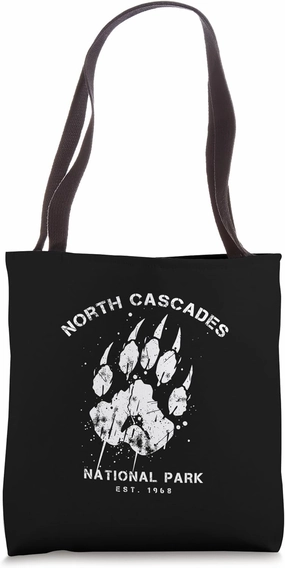 North Cascades National Park Vacation Bear Pawprint Graphic Tote Bag