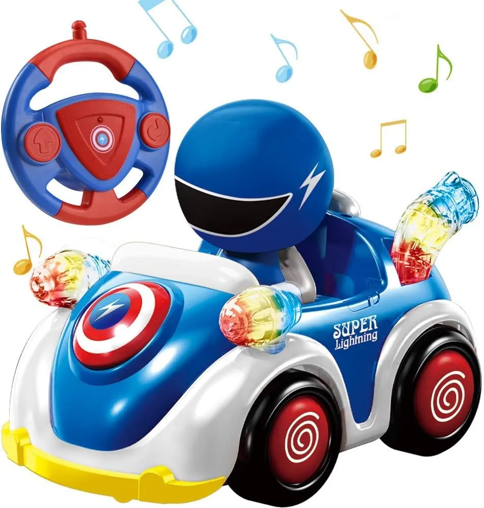 NQD RC Cars Remote Control Car for Toddlers 1 2 3 4 5 6 Year Old Baby Toddlers Children STEM RC Cartoon Race Car Toys for Kids with Music and Lights Christmas Birthday Gifts Boys Girls