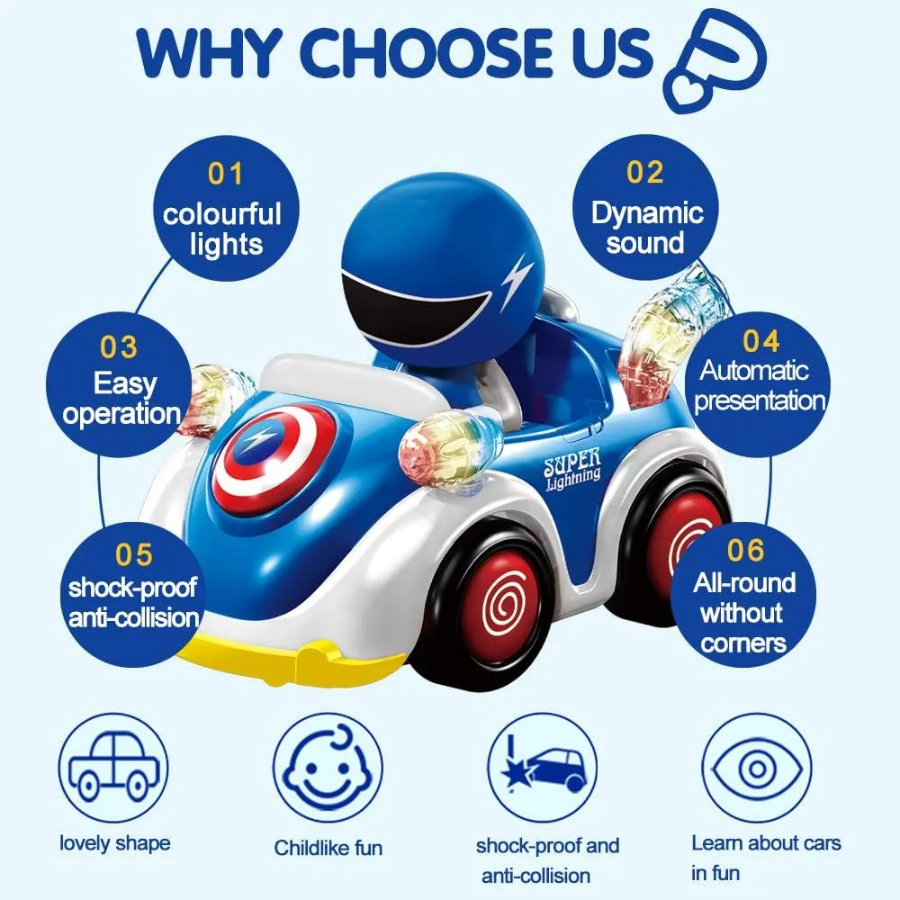 NQD RC Cars Remote Control Car for Toddlers 1 2 3 4 5 6 Year Old Baby Toddlers Children STEM RC Cartoon Race Car Toys for Kids with Music and Lights Christmas Birthday Gifts Boys Girls