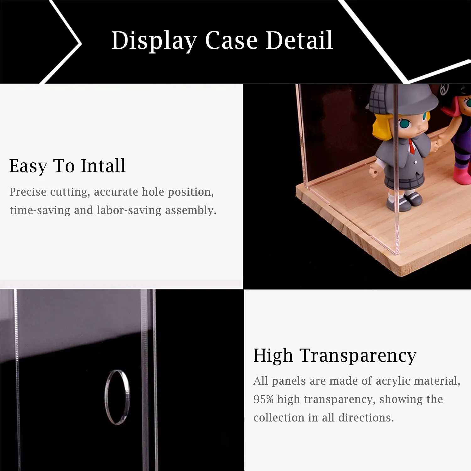 Nynelly 2-Level Clear Acrylic Display Case, Dustproof Showcase for Collection Bricks Blocks Toys Models Minifigures Building, Removable,Walnut