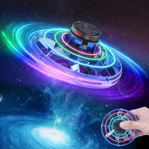 OBEST Flying Spinner UFO Mini Drone, Fidget Flying Spinner Hand Operated Drones Indoor Outdoor Cool Stuff, Mini Drones Toys Birthday Gifts for Kids Ages 8 