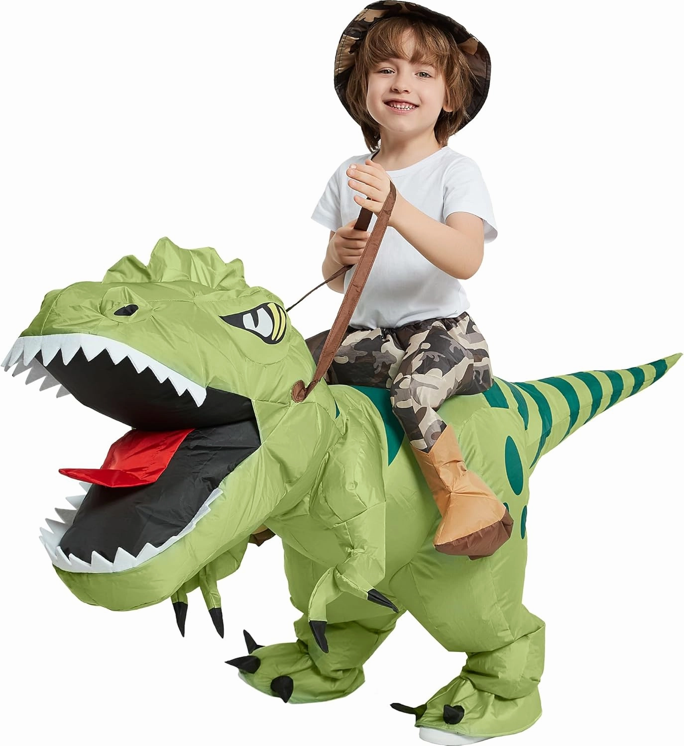 One Casa Inflatable Dinosaur Costume Riding T Rex Air Blow up Funny Fancy Dress Party Halloween Costume for Kids