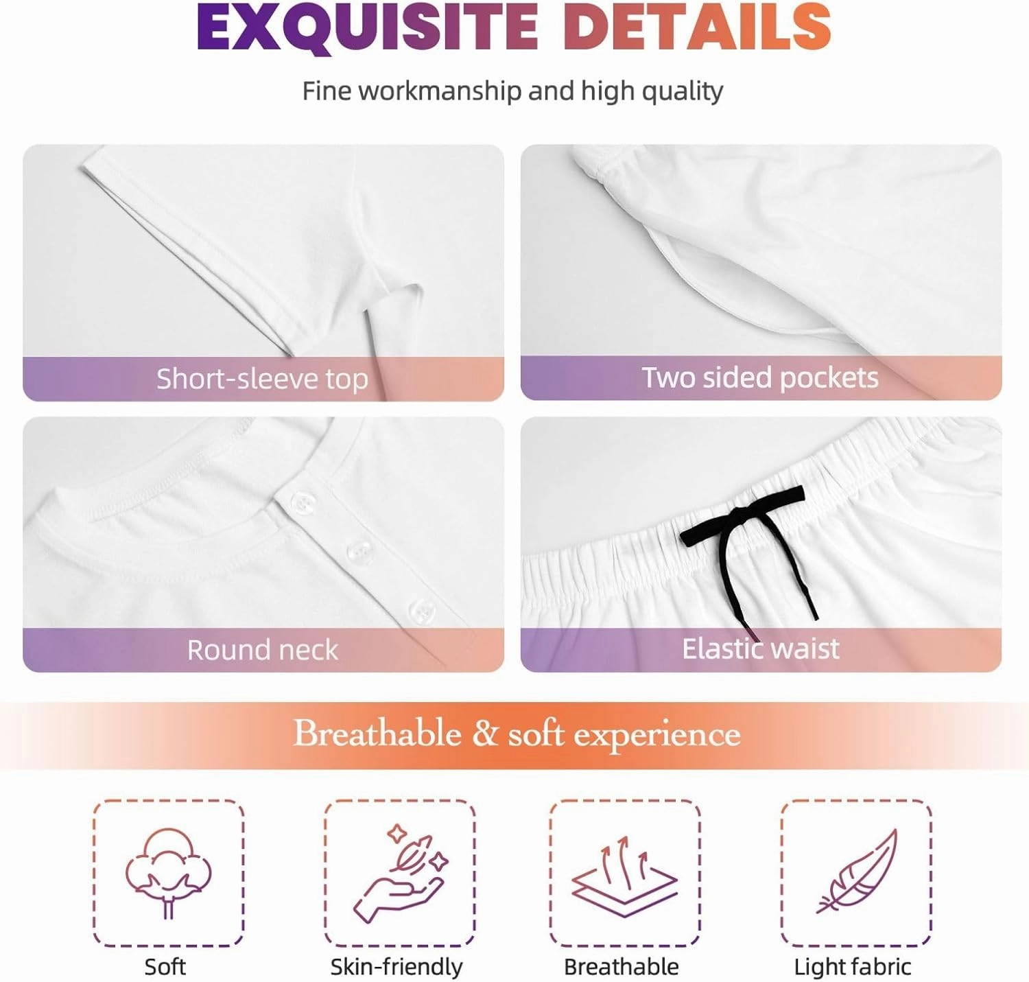 Orange And White Polka Dot For Pajamas Sets For Women Short-Sleeved Pjs With Lounge Shorts Two Piece Sleepwear