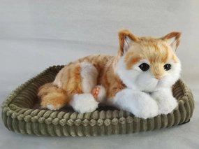 Orange Tabby Cat, Realistic, Lifelike Stuffed Interactive Pet Toy, Companion Pet Kitten with 100% Handcrafted Synthetic Fur
