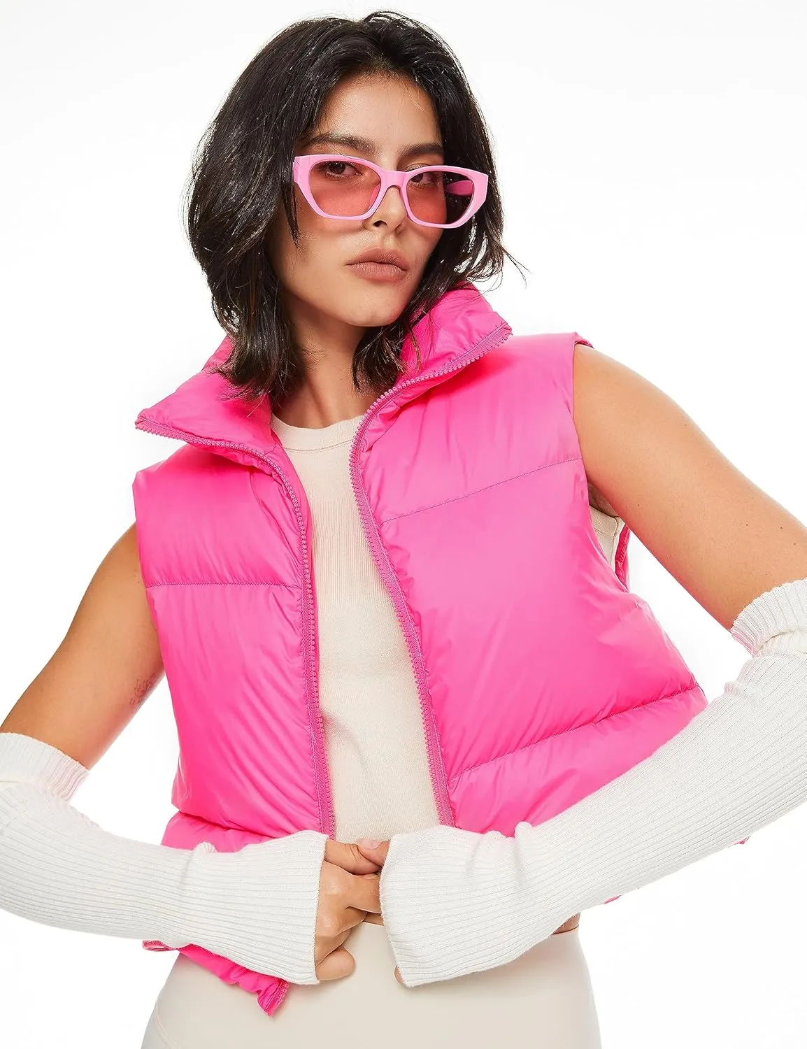 Orolay Women's Cropped Puffer Vest Winter Crop Down Vest Lightweight Sleeveless Outerwear Padded Gilet