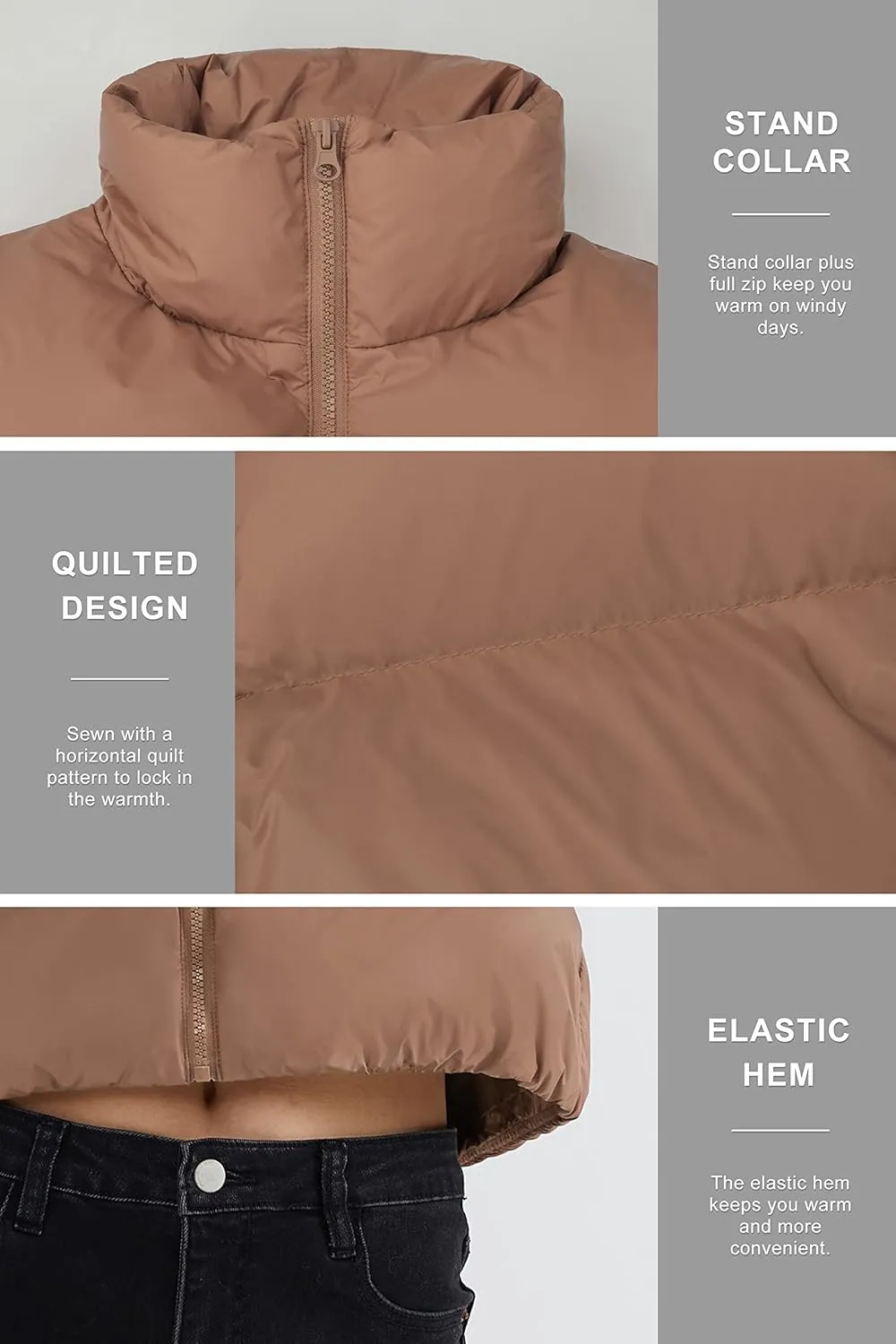 Orolay Women's Cropped Puffer Vest Winter Crop Down Vest Lightweight Sleeveless Outerwear Padded Gilet