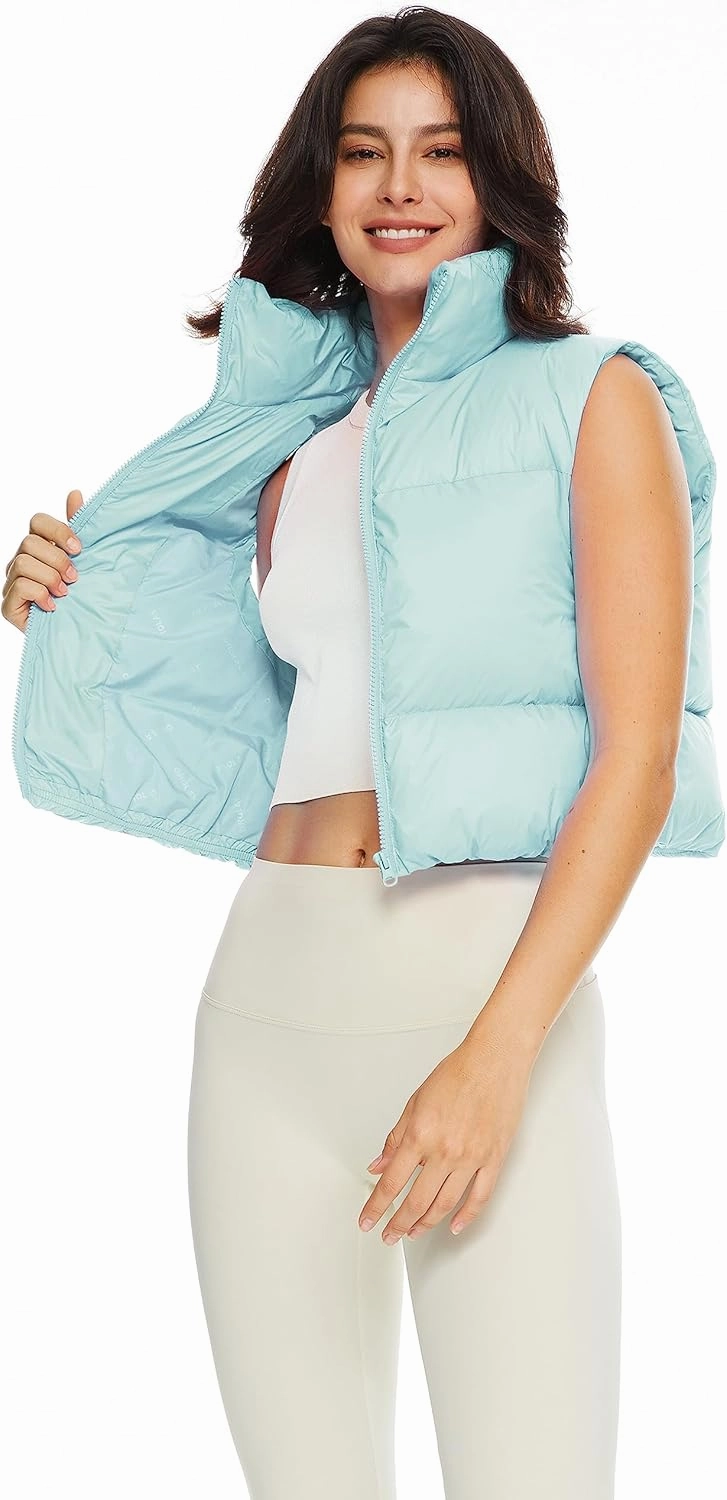 Orolay Women's Cropped Puffer Vest Winter Crop Down Vest Lightweight Sleeveless Outerwear Padded Gilet