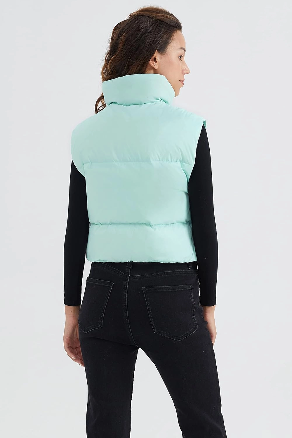 Orolay Women's Cropped Puffer Vest Winter Crop Down Vest Lightweight Sleeveless Outerwear Padded Gilet