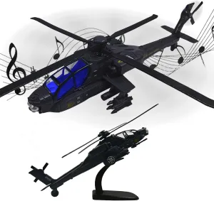 OTONOPI Military Helicopter Die-cast Army Aircraft Attack Plane Air Force Model Airplan with Light and Sounds Pull Back Toy Decoration with Display Stander for Kids Age 3 