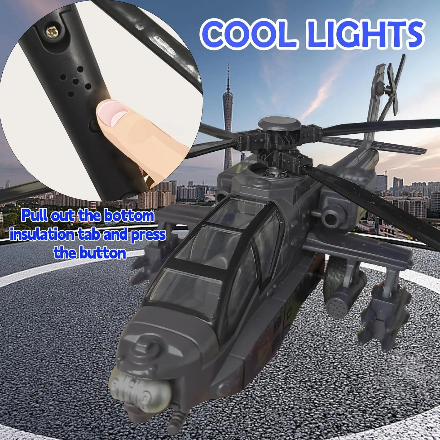 OTONOPI Military Helicopter Die-cast Army Aircraft Attack Plane Air Force Model Airplan with Light and Sounds Pull Back Toy Decoration with Display Stander for Kids Age 3 