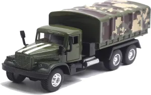 OTONOPI Military Truck Armored Vehicle Die Cast Metal Alloy Pull Back Toy Car Army Transport Model for Kids with Lights and Sounds