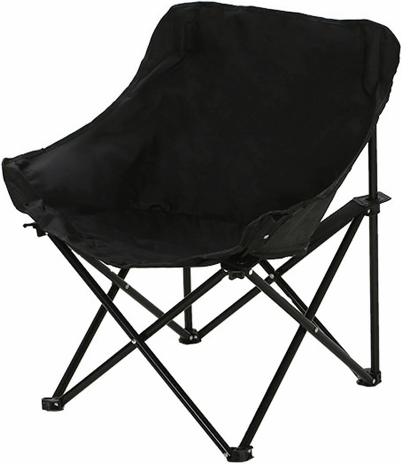 Oversized Folding Camping Chair - Portable Reclining Lounger for Tanning - Carry Bag Included - Heavy Duty Collapsible Chairs for Sports Garden Beach Fishing, Black