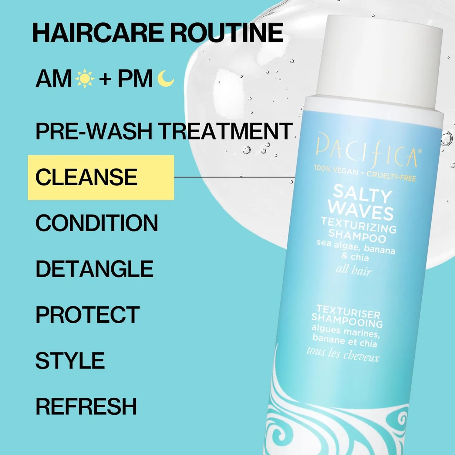 Pacifica Beauty Salty Waves Texturizing Shampoo   Texturizing Conditioner | For All Hair Types | Perfect and Effortless Beach Hair | 100% Vegan & Cruelty Free | Sulfate   Paraben Free