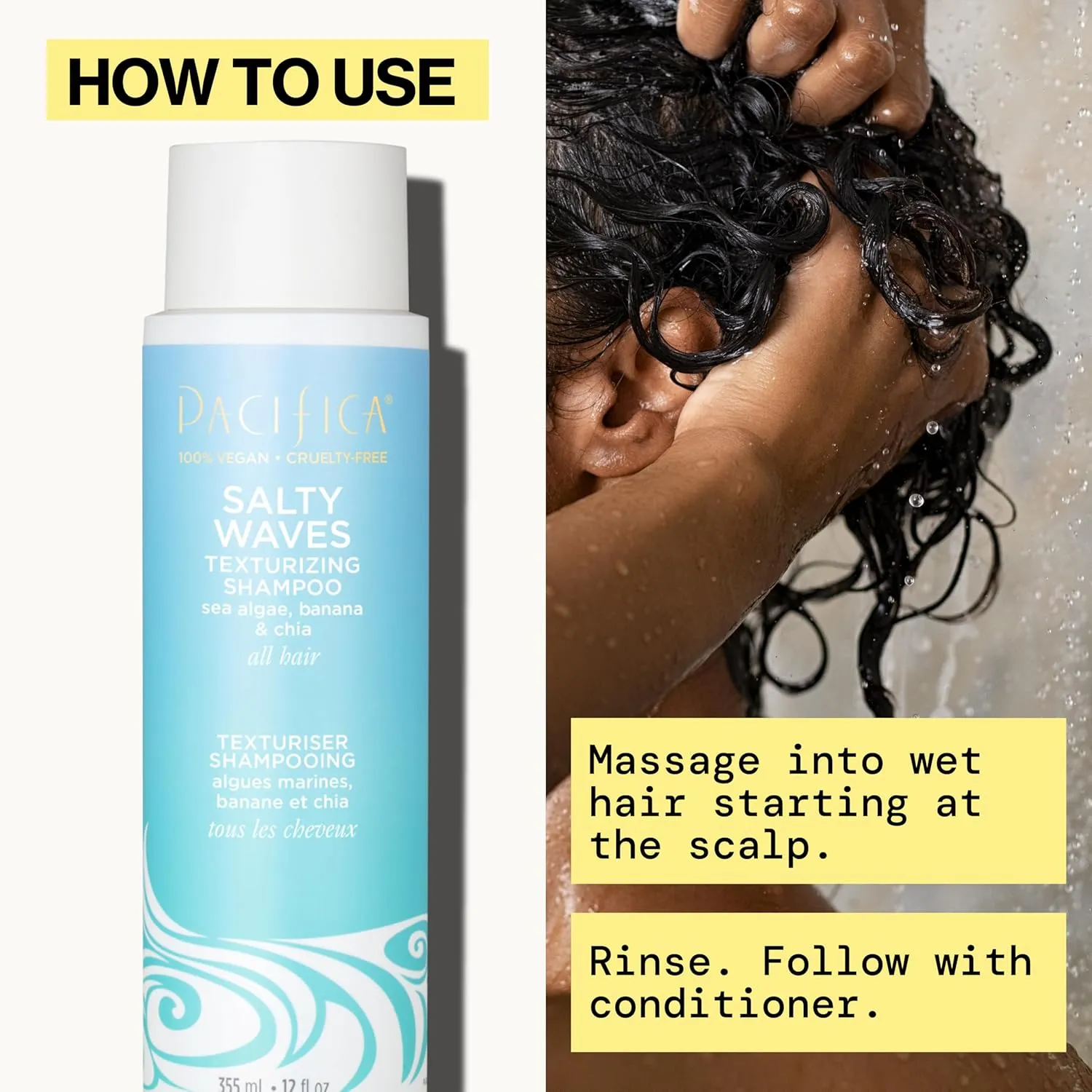 Pacifica Beauty Salty Waves Texturizing Shampoo   Texturizing Conditioner | For All Hair Types | Perfect and Effortless Beach Hair | 100% Vegan & Cruelty Free | Sulfate   Paraben Free