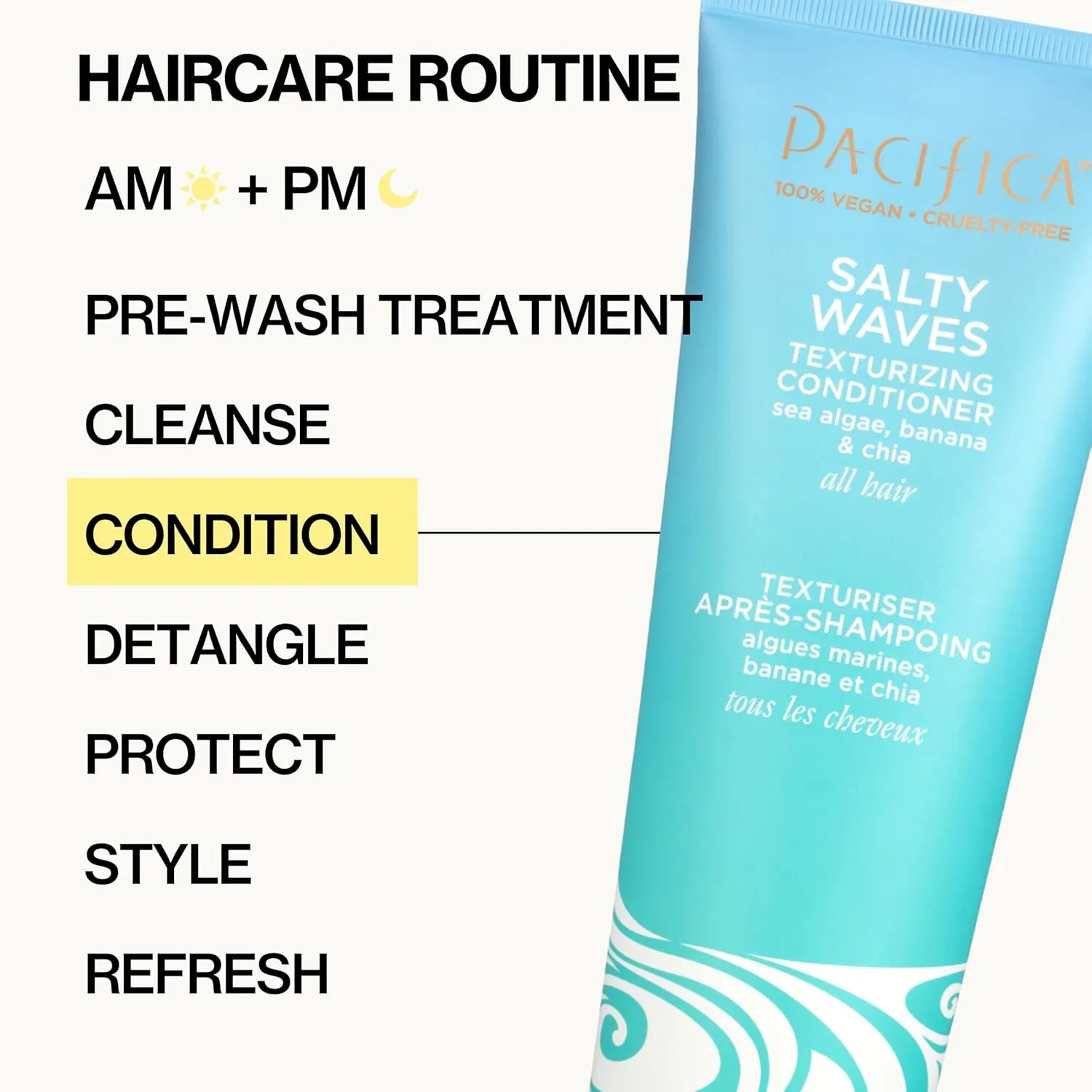 Pacifica Beauty Salty Waves Texturizing Shampoo   Texturizing Conditioner | For All Hair Types | Perfect and Effortless Beach Hair | 100% Vegan & Cruelty Free | Sulfate   Paraben Free