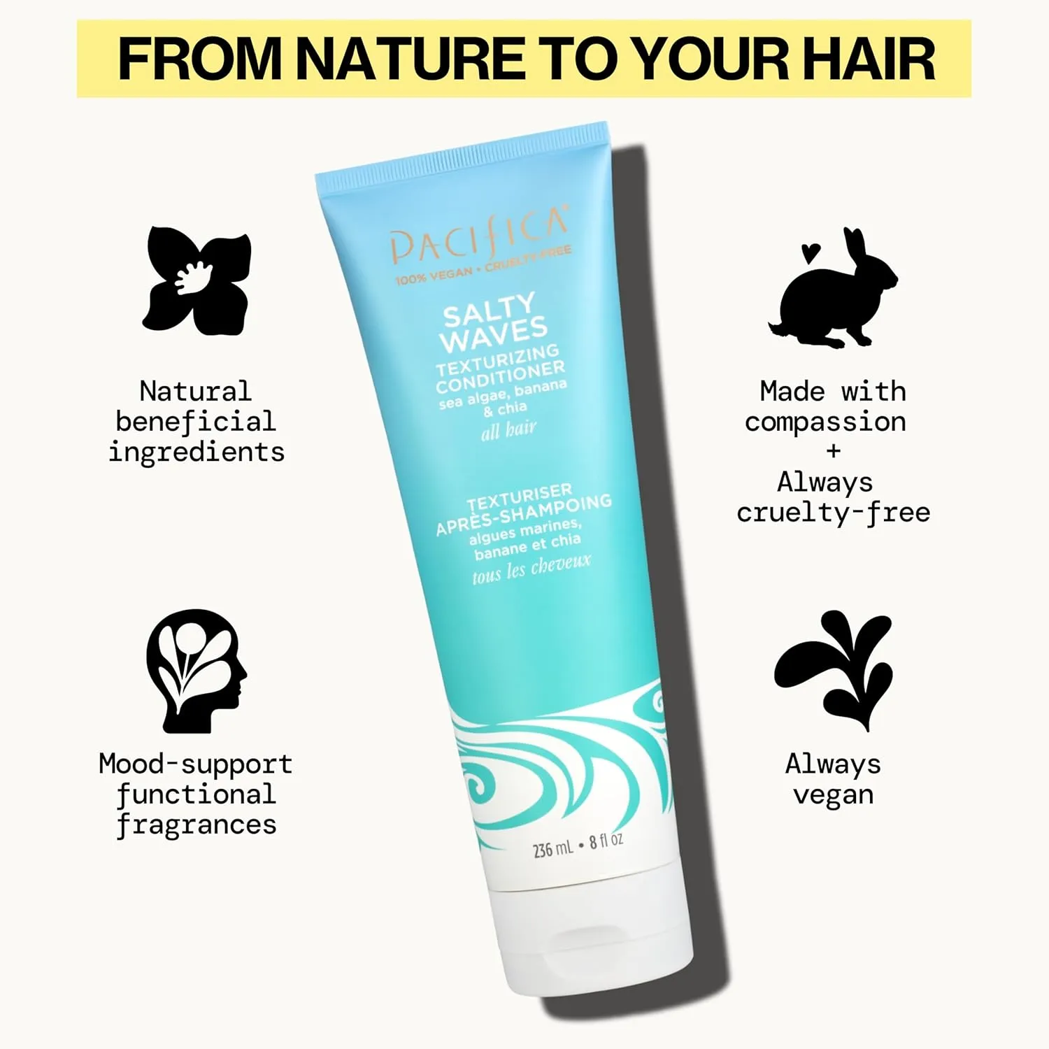 Pacifica Beauty Salty Waves Texturizing Shampoo   Texturizing Conditioner | For All Hair Types | Perfect and Effortless Beach Hair | 100% Vegan & Cruelty Free | Sulfate   Paraben Free