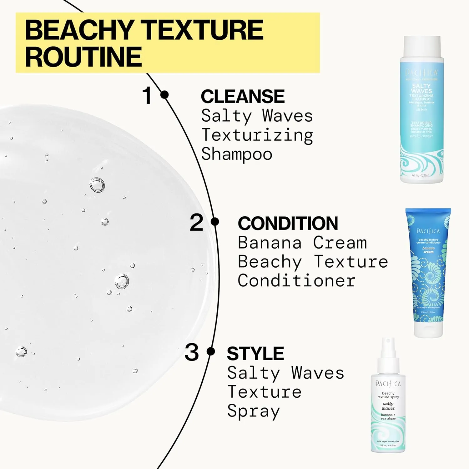 Pacifica Beauty Salty Waves Texturizing Shampoo   Texturizing Conditioner | For All Hair Types | Perfect and Effortless Beach Hair | 100% Vegan & Cruelty Free | Sulfate   Paraben Free