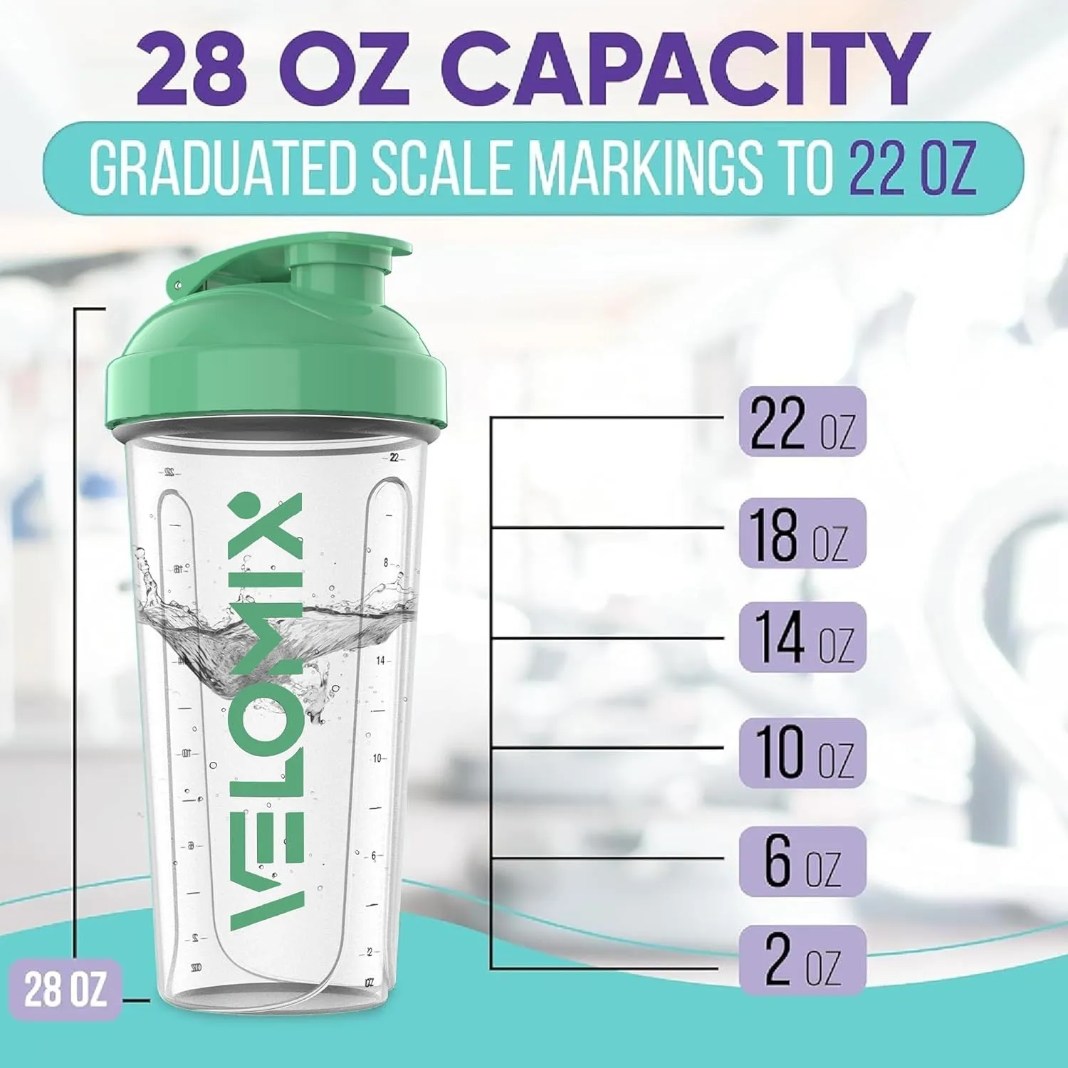 Pack Of 2-28 Oz Protein Shaker Bottles for Protein Mixes - 2x Wire Whisk, Leak Proof Shaker Cups, Protein Shaker Bottle Pack, Shakers for Protein Shakes-Turquoise & Transparent