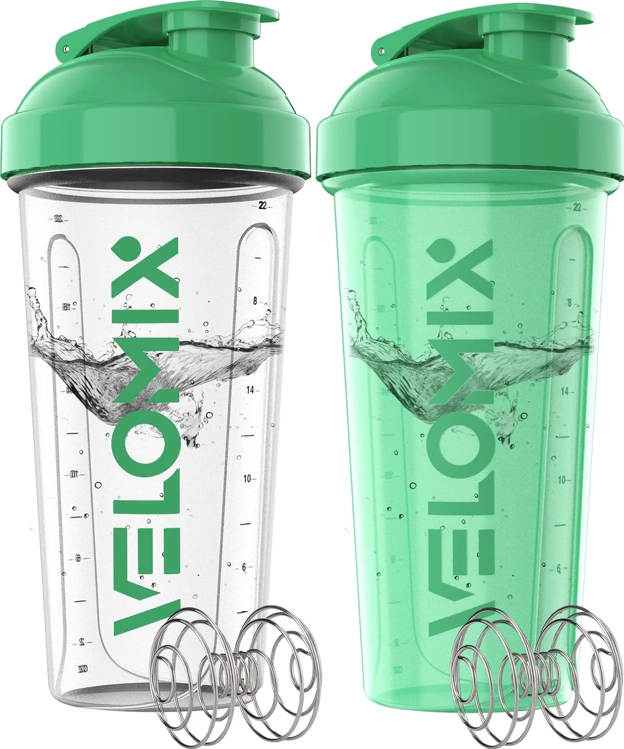Pack Of 2-28 Oz Protein Shaker Bottles for Protein Mixes - 2x Wire Whisk, Leak Proof Shaker Cups, Protein Shaker Bottle Pack, Shakers for Protein Shakes-Turquoise & Transparent