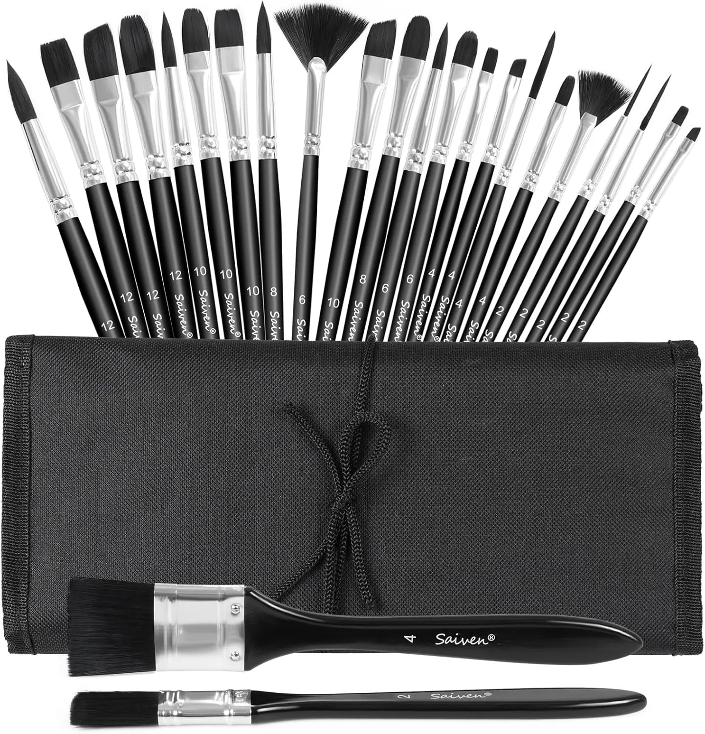 Paint Brushes Set 1 Pack / 24 pcs Watercolor Paintbrushes Pinstripe Brush Kit with Storage Bag for Kids Adults Artists - Acrylic Painting, Watercolor, Miniature Detailing, and Rock Painting