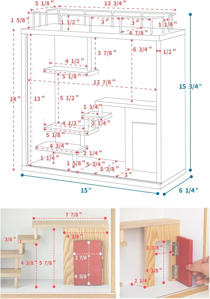PaletteLife Room Diorama Display Case for Figures, 1-Tier, Stackable, Natural, Fiberboard with Tempered Glass Door, Dust and Moisture Proof, Mini Toys Action Figures Collectibles, BLT-631NA