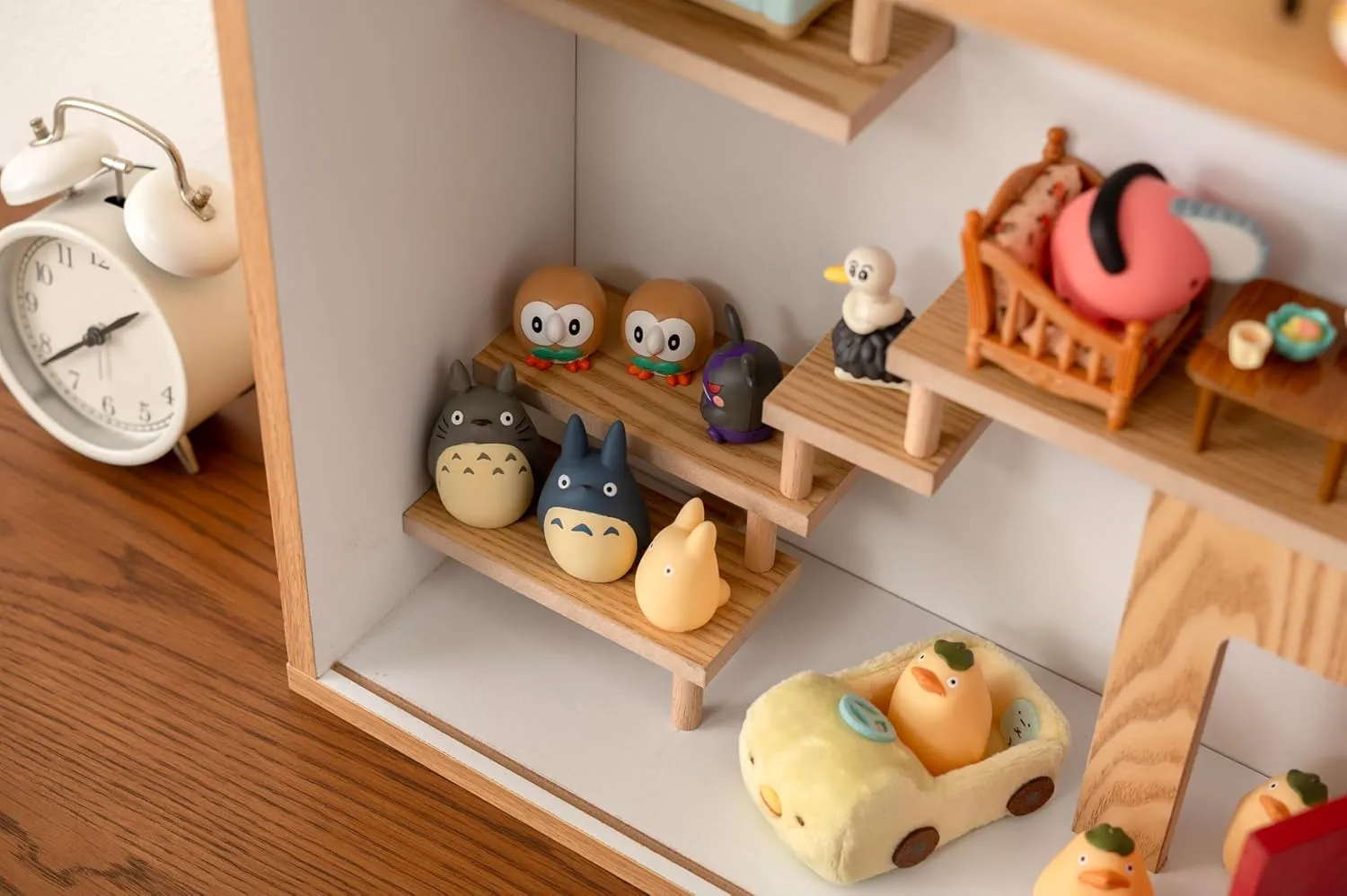 PaletteLife Room Diorama Display Case for Figures, 1-Tier, Stackable, Natural, Fiberboard with Tempered Glass Door, Dust and Moisture Proof, Mini Toys Action Figures Collectibles, BLT-631NA