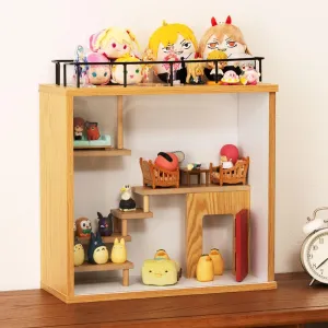 PaletteLife Room Diorama Display Case for Figures, 1-Tier, Stackable, Natural, Fiberboard with Tempered Glass Door, Dust and Moisture Proof, Mini Toys Action Figures Collectibles, BLT-631NA