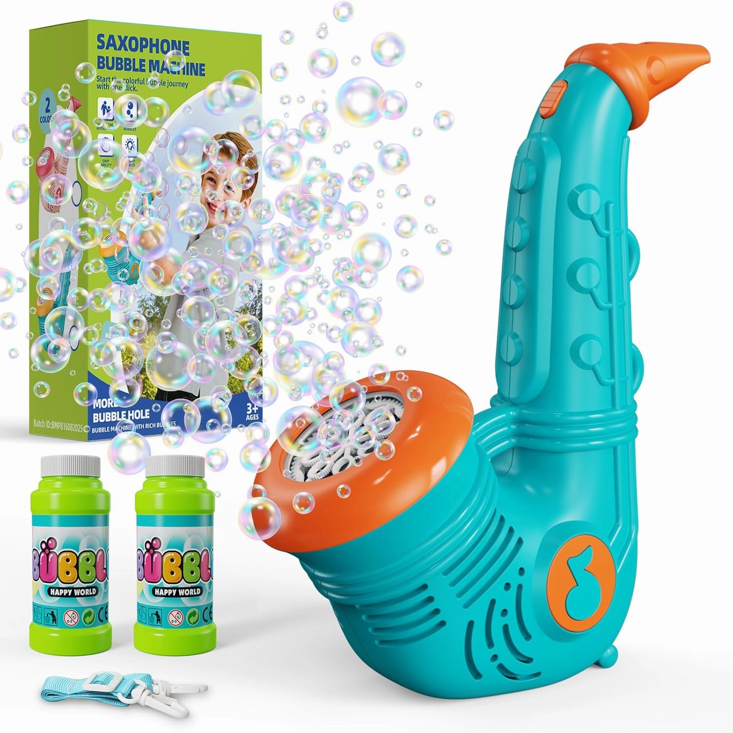 PANACARE Saxophone Bubble Machine for Children, Automatic Bubble Machine with Lanyard /10000  Bubbles/Min with Solution for Wedding/Birthday/Party/Easter, Bubble Toy Gift for Boys and Girls